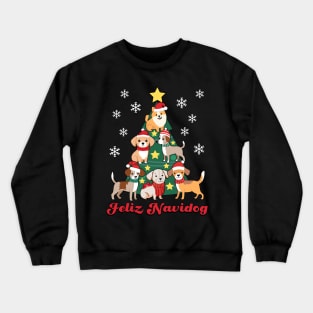 Feliz Navidog Dog Christmas Tree Funny Dog Lover Navidad Gift Crewneck Sweatshirt